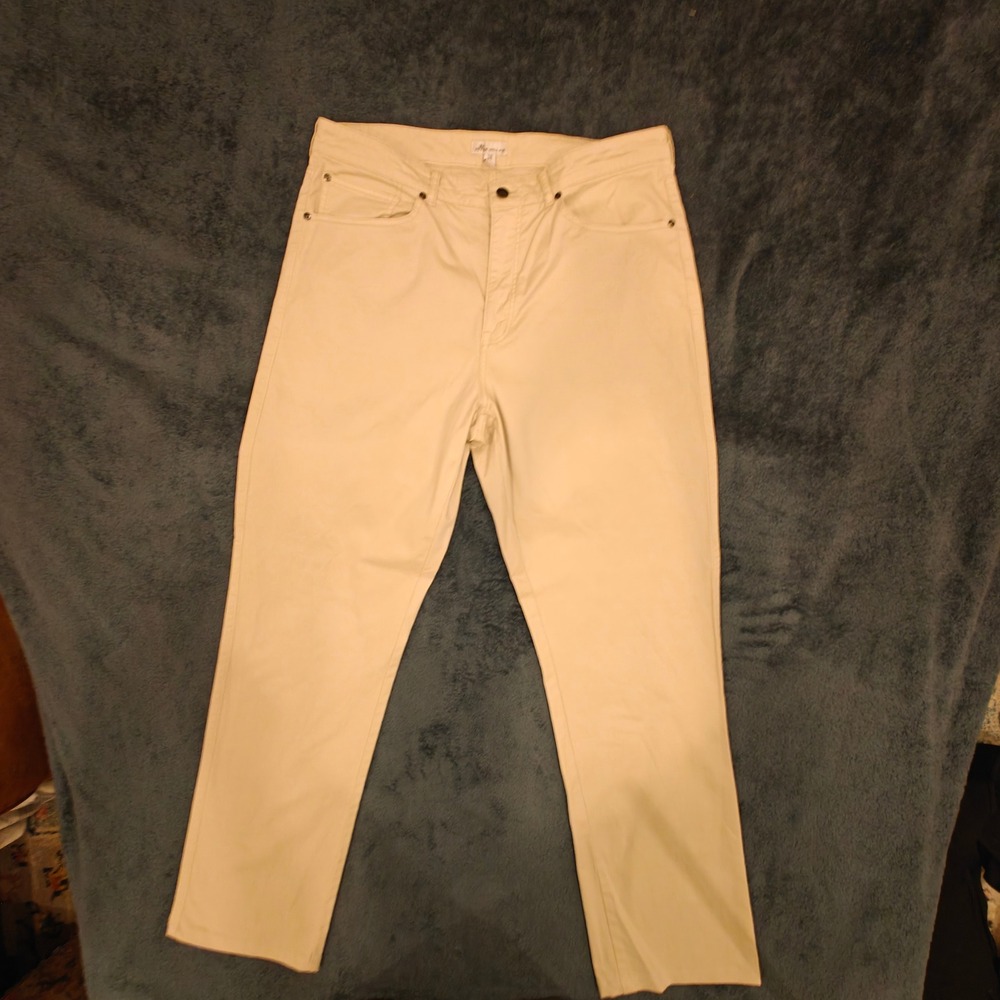 Peter Millar Mens 38 Five Pocket Pants Cream Off White Straight Leg Trousers